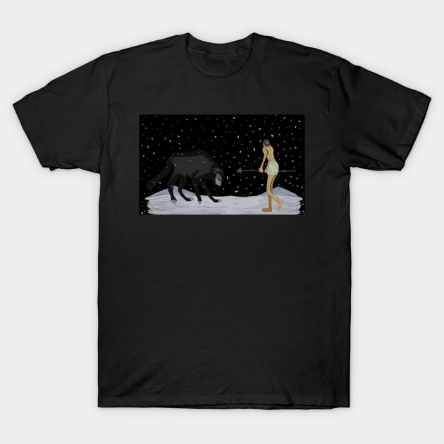 300 (young leonidas vs the wolf) (painted) T-Shirt by Moonsong